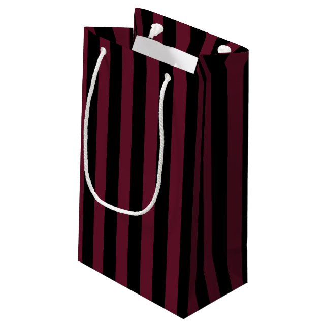 Burgundy and black stripes small gift bag (Back Angled)