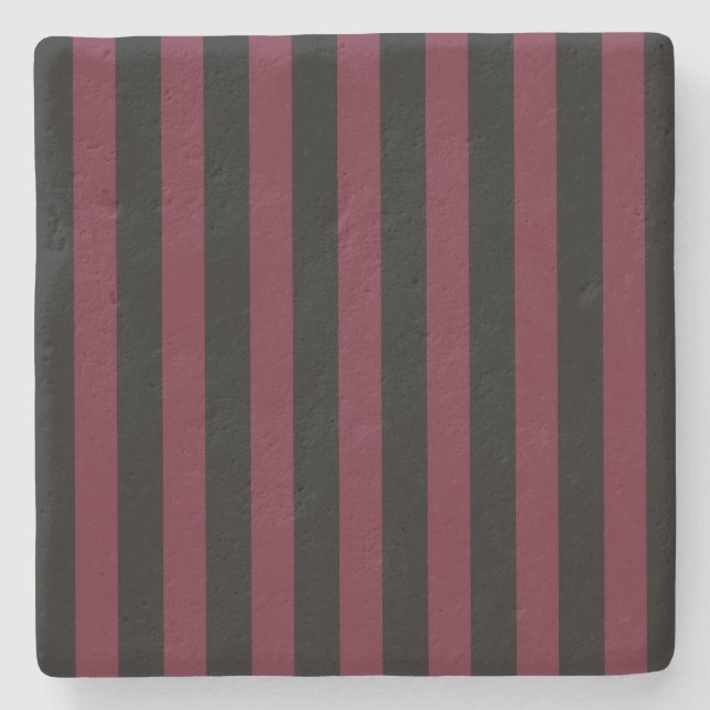 Burgundy and black stripes stone coaster (Front)