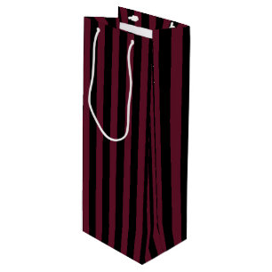 Burgundy and black stripes wine gift bag