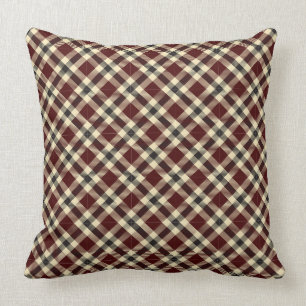 Burgundy and Black Tartan Plaid 2 Square Pillow
