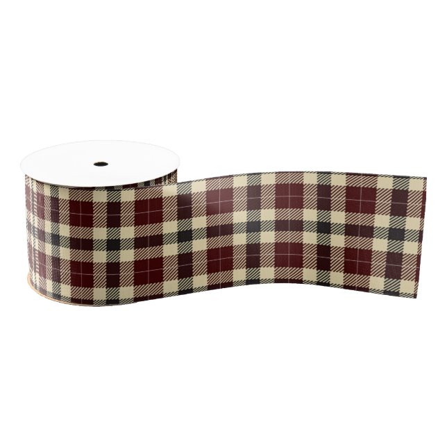 Burgundy and Black Tartan Plaid Ribbon Grosgrain Ribbon (Spool)