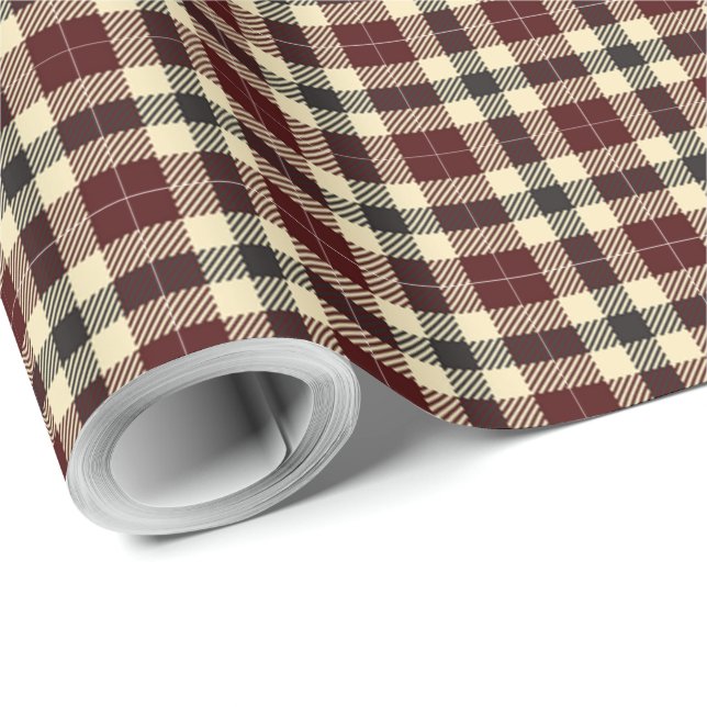Burgundy and Black Tartan Plaid Wrapping Paper (Roll Corner)