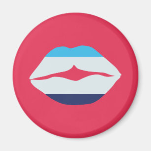 Burgundy And Blue Striped Lips Magnet