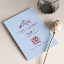 Burgundy and Blue Wedding Details RSVP Code