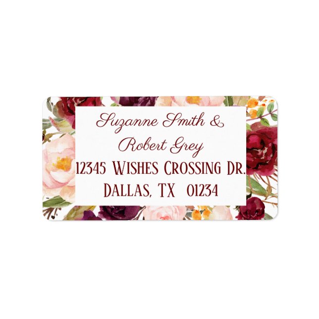 Burgundy and Blush Address Labels (Front)
