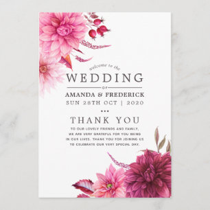 Burgundy and Blush Autumn Wedding Program