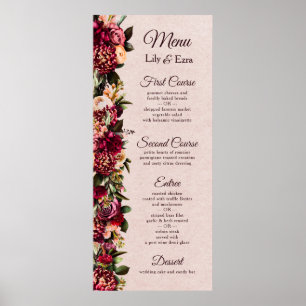 Burgundy and Blush Floral Poster