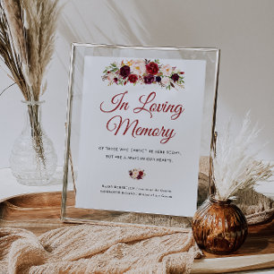 burgundy and blush floral wedding memorial sign