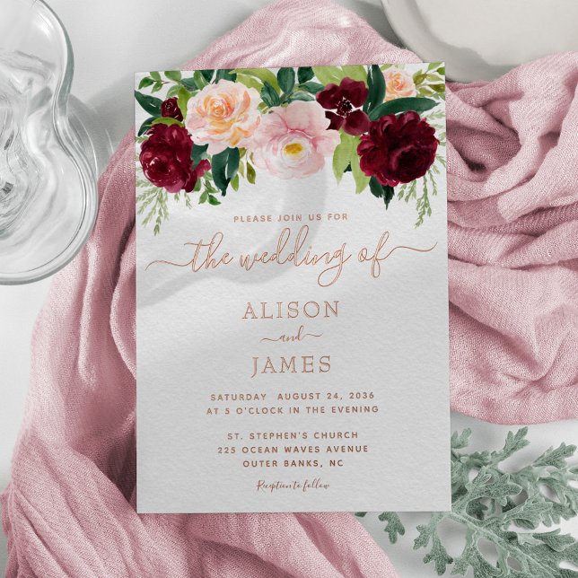 Burgundy and Blush Floral Wedding Rose Gold (Creator Uploaded)