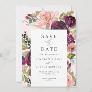 Burgundy and Blush Floral Wedding Save the Date
