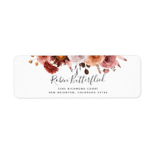 Burgundy and Blush Intricate Floral Return Address Label