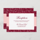 Burgundy and Blush Pink Damask Swirl Reception Enclosure Card (Front/Back)