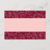 Burgundy and Blush Pink Damask Swirl Reception Enclosure Card (Back)