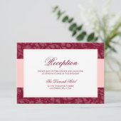 Burgundy and Blush Pink Damask Swirl Reception Enclosure Card (Standing Front)
