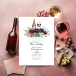 Burgundy and Blush Pink Wine Tasting Invitation<br><div class="desc">Cheers to love invitations with handwriting typography designed to be quickly and easily customised to your event specifics.</div>