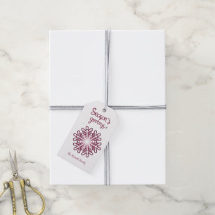 Burgundy and Blush Snowflake Season's Greetings Gift Tags