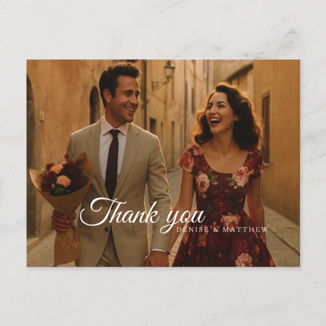 Burgundy and Blush Thank You Postcard (Front)