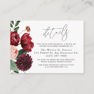Burgundy and Blush Wedding Details Enclosure Card