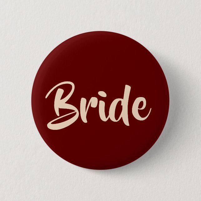 Burgundy and Blush Wedding Party Bride 6 Cm Round Badge (Front)