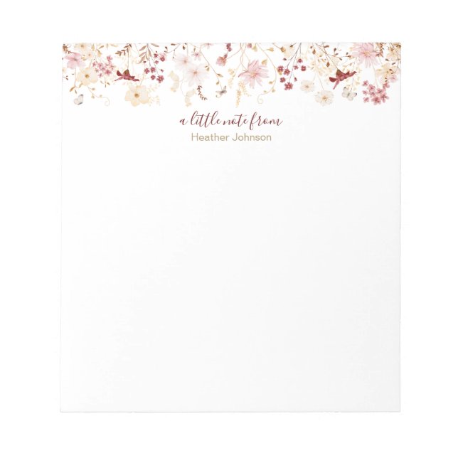 Burgundy and Blush Wildflower Custom Notepad (Front)