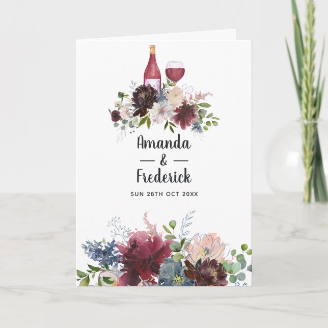 Burgundy and Blush Wine Themed Floral Program (Front)