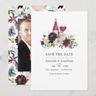 Burgundy and Blush Wine themed Wedding Save The Date