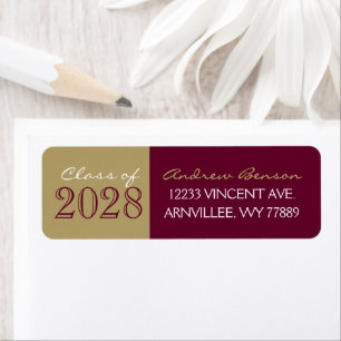 Burgundy and Bronze Graduation Return Address Label
