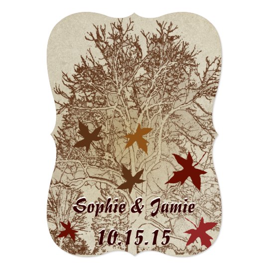Burgundy and Brown Tree Wedding Invitation