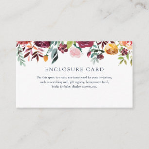 Burgundy and Coral Floral Enclosure Card