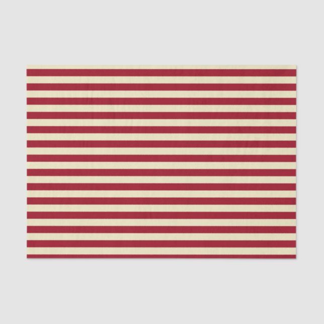Burgundy and Cream Stripes Tissue Paper (Front)
