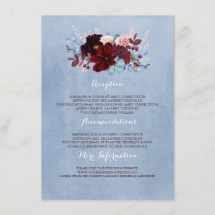 Burgundy and Dusty Blue Wedding Information Guest Enclosure Card