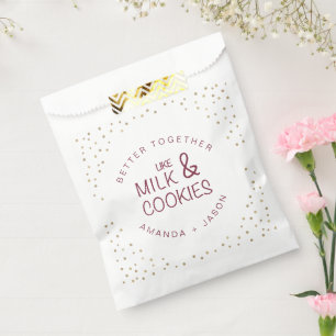 Burgundy and Glitter Milk and cookies wedding Favour Bag