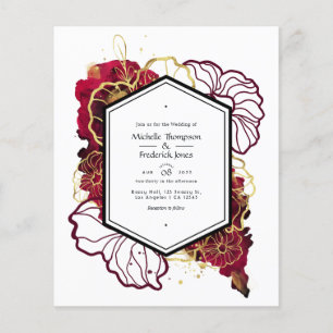 Burgundy and Gold Abstract Floral Wedding Flyer