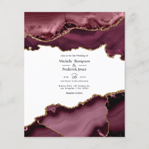 Burgundy and Gold Agate Wedding Flyer