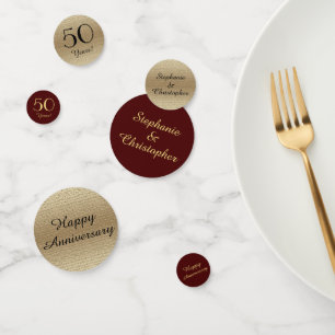 Burgundy and Gold Anniversary Table Decoration Confetti