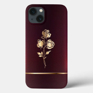Burgundy and Gold   iPhone 13 Case
