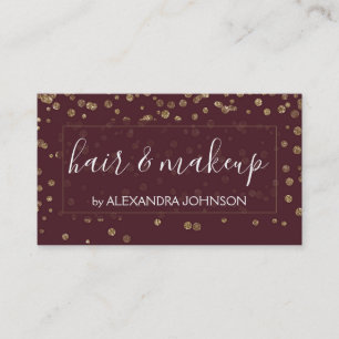 Burgundy and Gold Confetti Modern Pattern Business Card