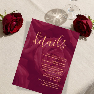Burgundy and gold elegant wedding response Card