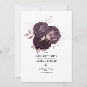 Burgundy and Gold Floral Bachelorette Party Invitation