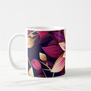 Burgundy And Gold Floral Explosion Coffee Mug