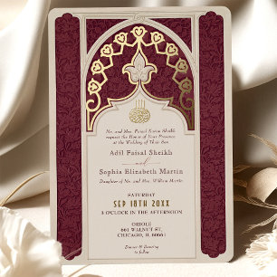 Burgundy and Gold Foil Islamic Wedding