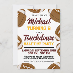 Burgundy and Gold Football Team Birthday Party Invitation
