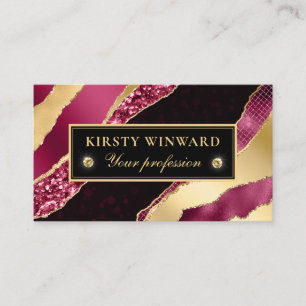 Burgundy and Gold Glam Tears Bokeh Business Card