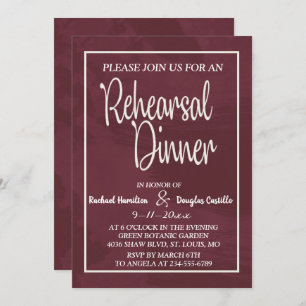 Burgundy and Gold Glitter Pocket Rehearsal Dinner Invitation