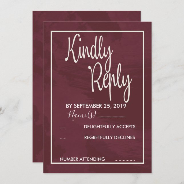 Burgundy and Gold Glitter Pocket  RSVP Invitation (Front/Back)
