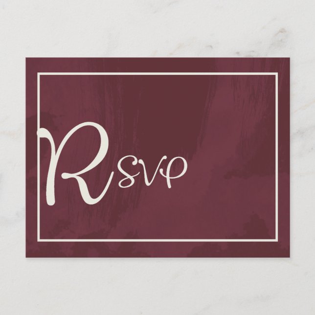 Burgundy and Gold Glitter Pocket RSVP Invitation Postcard (Front)