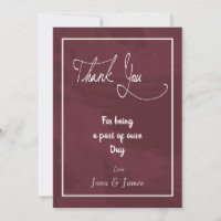 Burgundy and Gold Glitter Pocket  thank you card