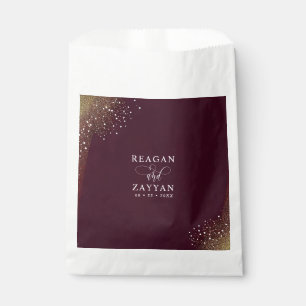 Burgundy And Gold Glitter Wedding Favour Bag
