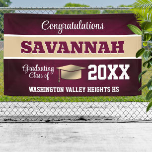 Burgundy and Gold Graduation Party Banner