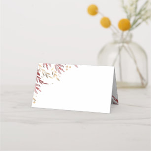 Burgundy and Gold Leaves Elegant Wedding Place Card